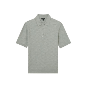 REISS Era Textured-Knit Half-Button Polo Shirt